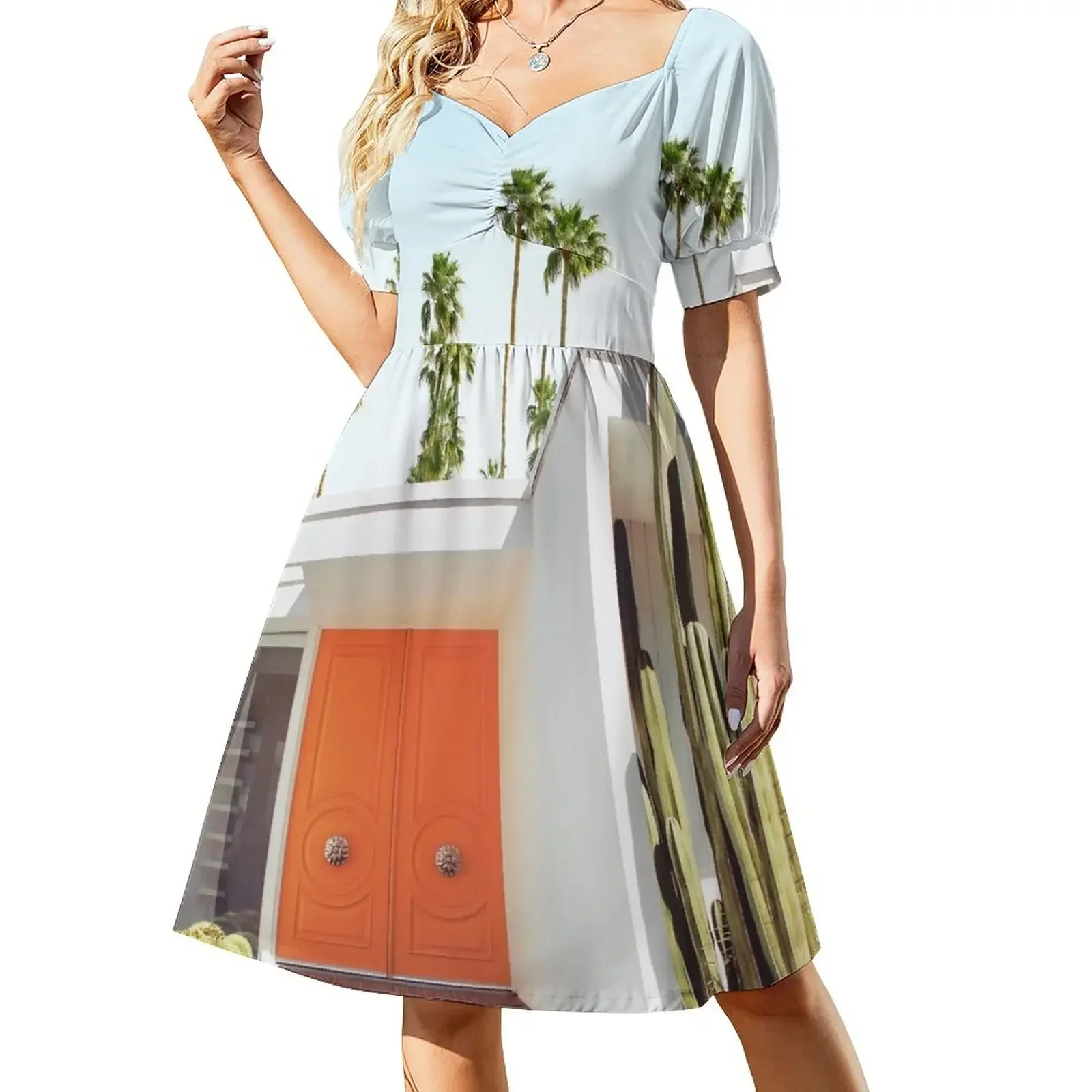 thumbnail image 1 of Palm Springs California Vestido de manga corta vestidos para ocasiones oficiales vestidos de cumpleaños para mujeres vestido de verano mujer, 1 of 7