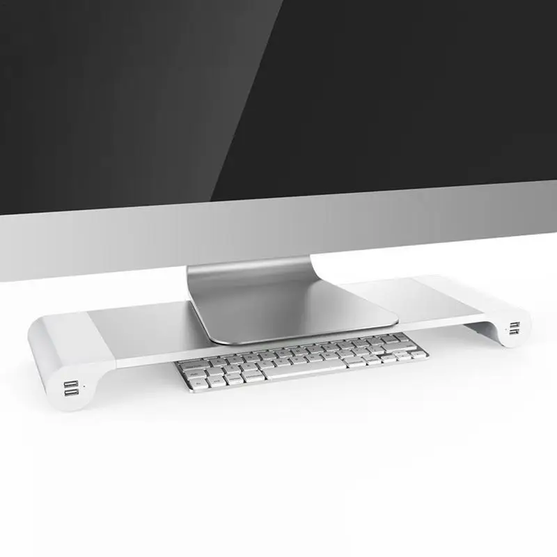 USB Monitor Stand Riser Aluminum Alloy Computer Monitor Dock Base Charging Bracket With 4 USB Ports For MacBook US EU Plug