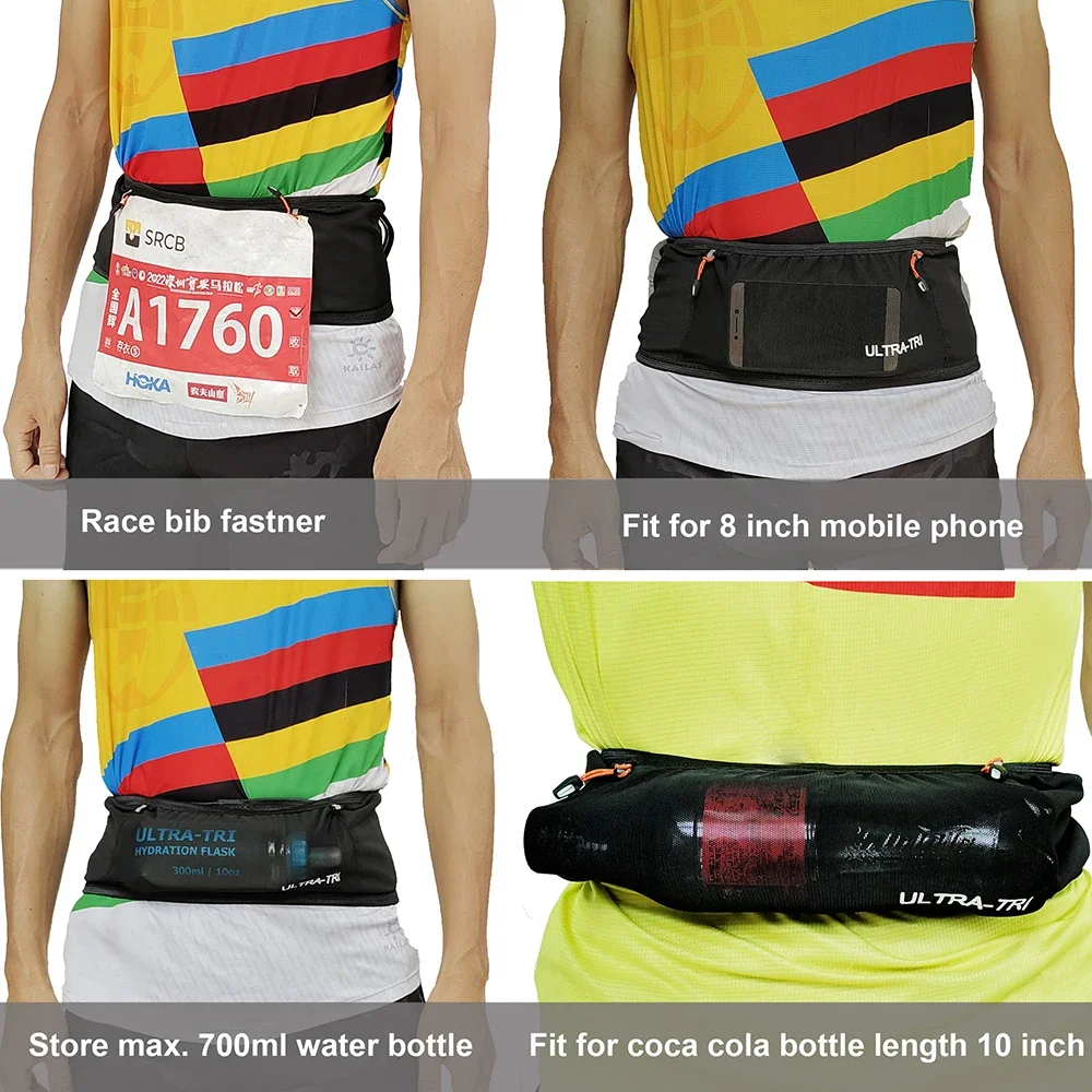 ULTRA-TRI Hydration Running Belt Elastic Bounce Resistant Trail Running Jogging Cycling Marathon Waist Pack 4