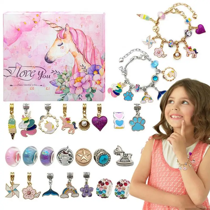 Christmas Advent Calendar Surprise Gift Box DIY Crystal Jewelry Bracelet 24 Days Countdown Christmas Gift
