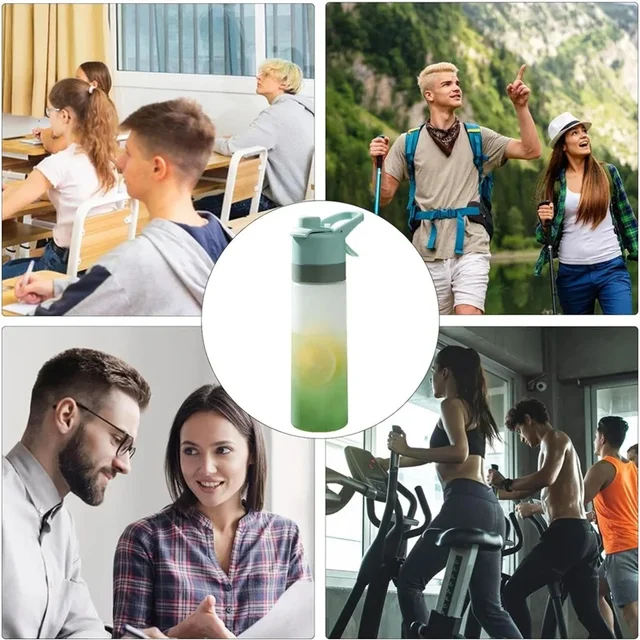 Gradient Frosted Straw Plastic Spray Mug Large Capacity Drinking Water Bottle Exercise Outdoor Sports Portable Handheld Cups 5