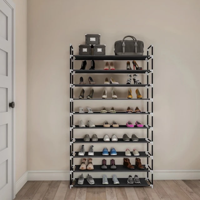 9-Tier Shoe Rack-Tiered Storage for Sneakers, Heels, Flats, Accessories, and More-Space Saving Organization