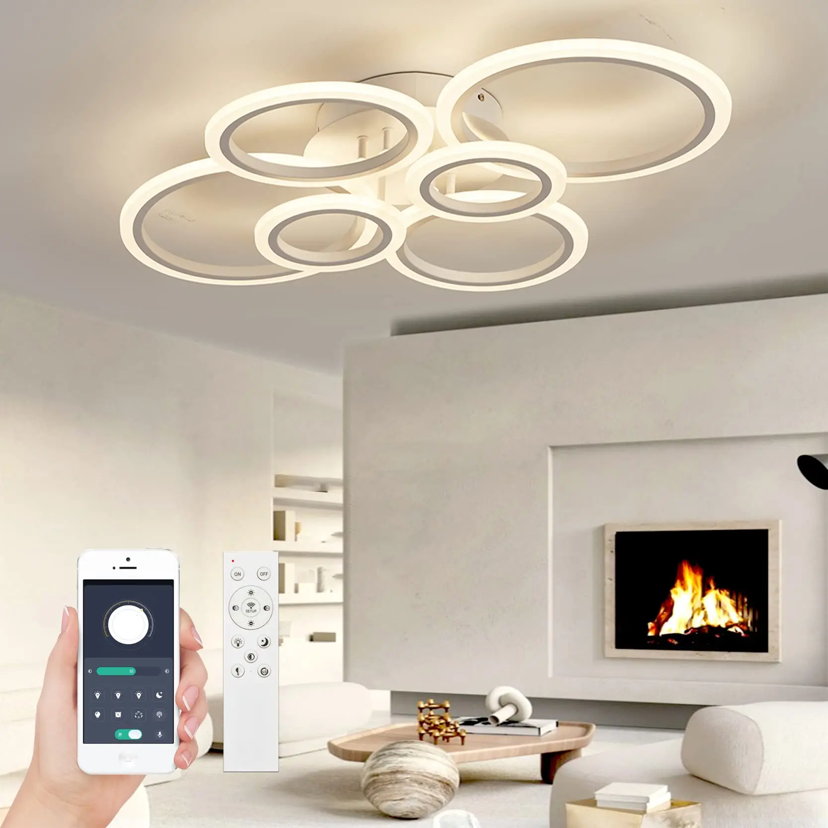 Deckenleuchte Dimmbar MIT Rgb 28W RGB Dimmbar Mit Fernbedienung – Moderne Lampe Für Wohnzimmer & Mehr Led Deckenleuchte