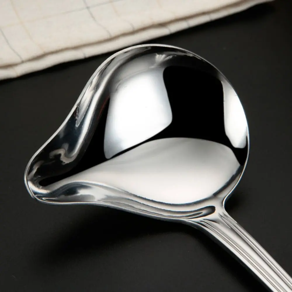 Kitchen Utensils 1/2pcs Stainless Steel Saucier Sauce Soup Scoop 7.87*2.91 Inch Silver Cleanable Spoon Set