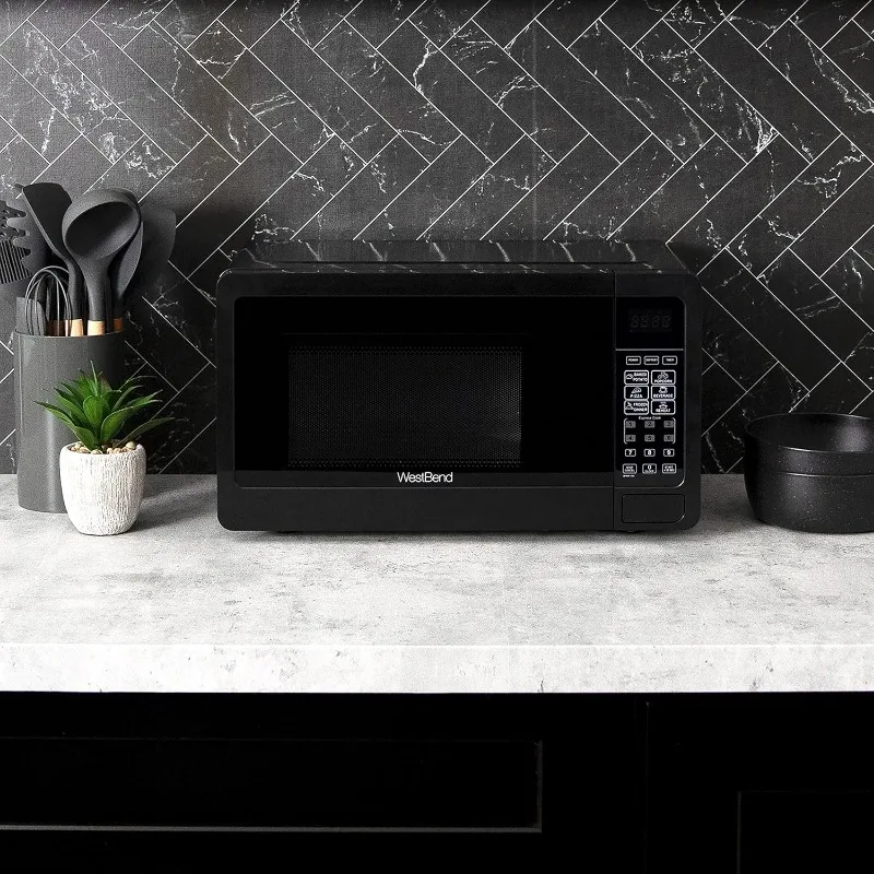 OUIO Microwave oven 700W compact with 6 pre-cooking settings, fast defrost, electronic control panel and glass turntable 4