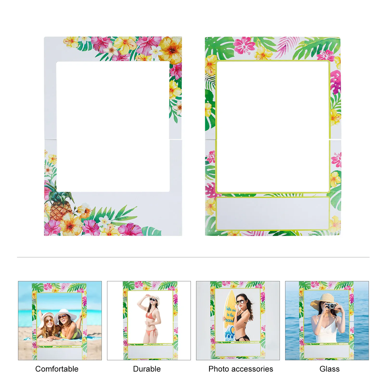 1Pcs 하와이 스타일 폼 사진 프레임 파티 소품 밝은 색상 셀카 사진 소품 하와이 파티 선물 하와이 셀카 소품