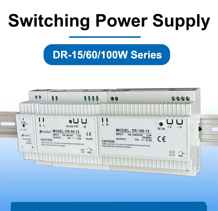 Description Picture 2 of item15W 30W 60W 100W Ultrathin Switching Power Supply 5V 15V 12V 24V HDR DIN Rail Mounting Transformer