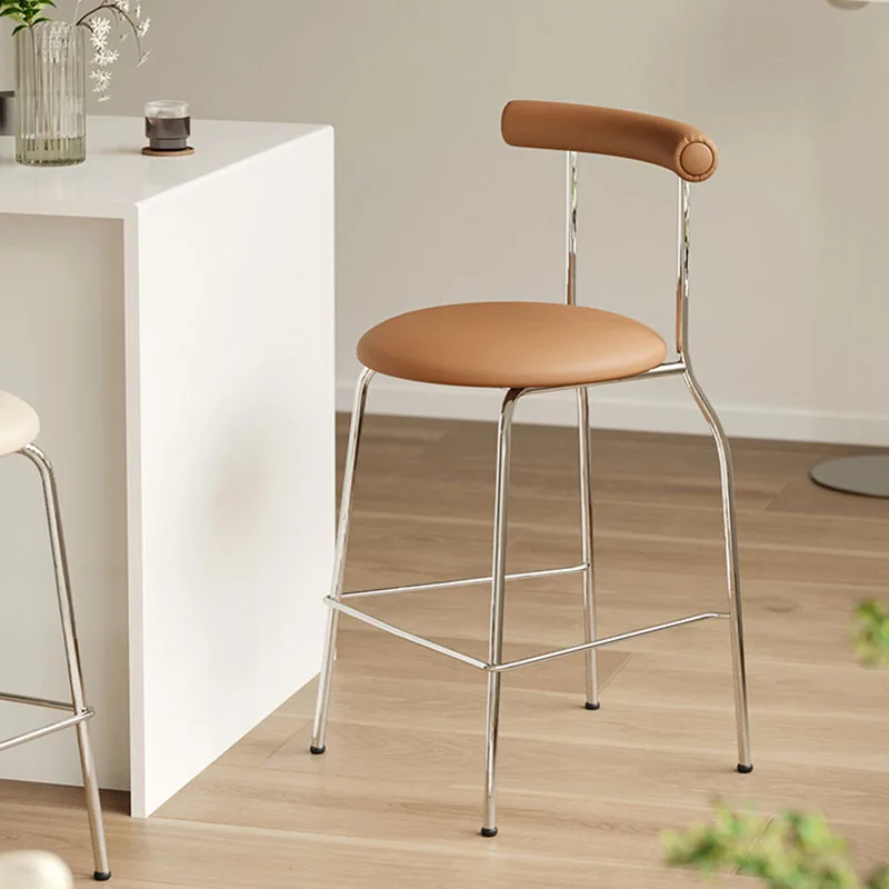 

Linen Leather Bar Chair Yallow Waterproof High Back Makeup Artist Bar Stool Round Cushions Cadeira Ergonomica Nordic Furniture