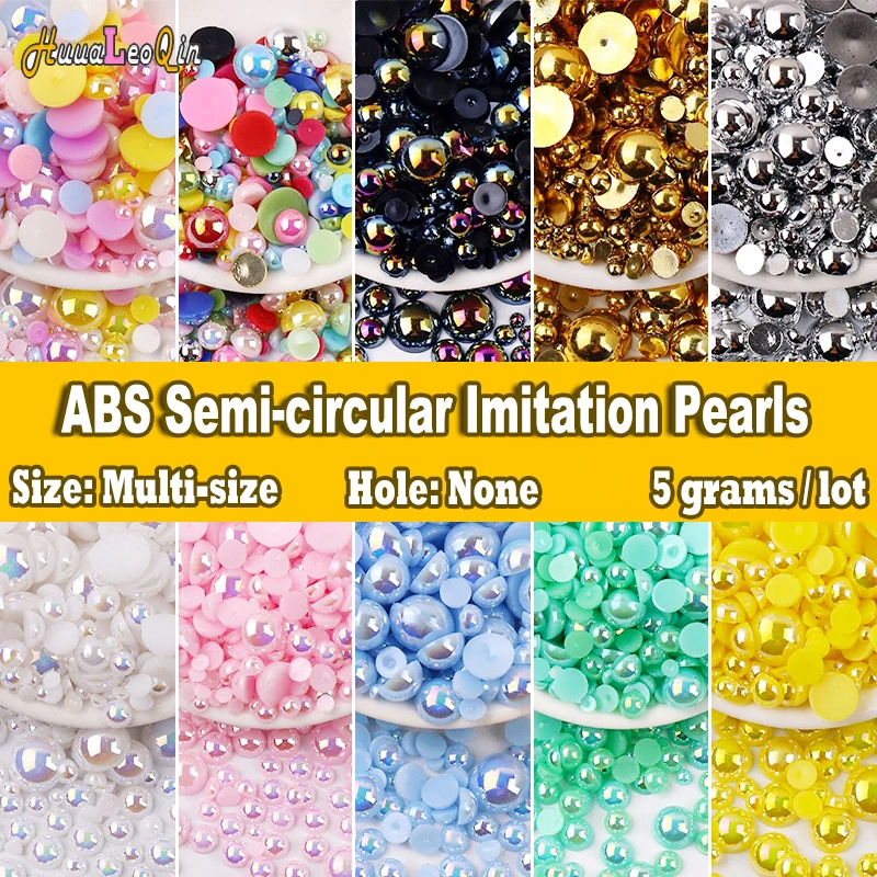 120pcs ABS Semi-circular Imitation Pearl Beads for Jewelry Making DIY