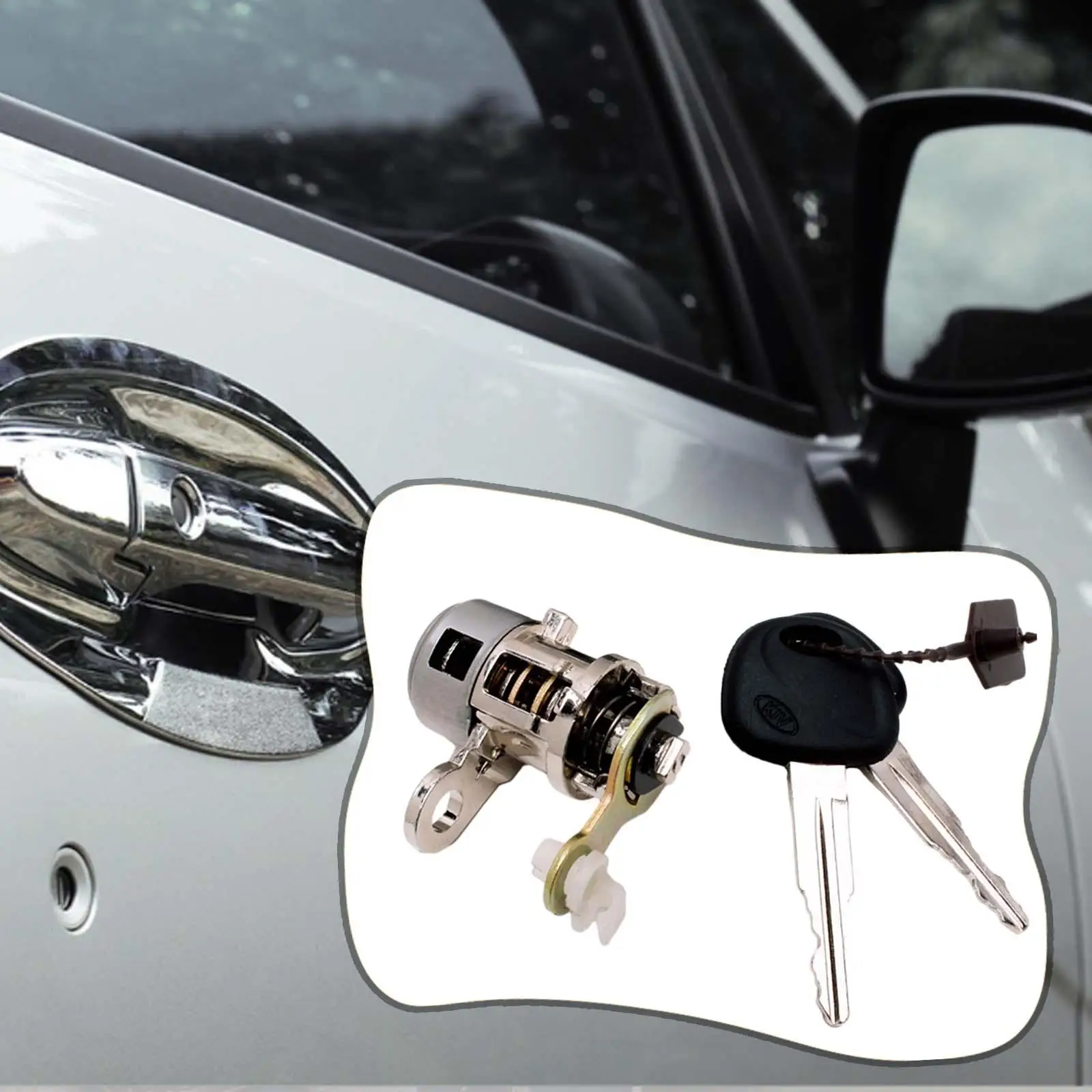 Qiilu Set barilotto Serratura portiera dell'auto, 7701470944 Cilindro barilotto Serratura portiera Sinistra Destra con 2 Chiavi Adatto per Master 1998-2016 Adatto per Serratura