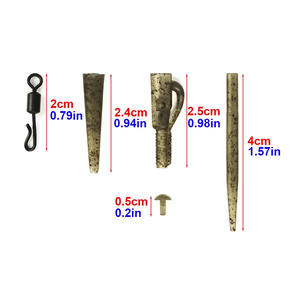 Quick-Change Carp Rig Kit 40pcs Safety Lead Clips + Anti-Tangle Sleeves & Swivels Fishing Accessories M11