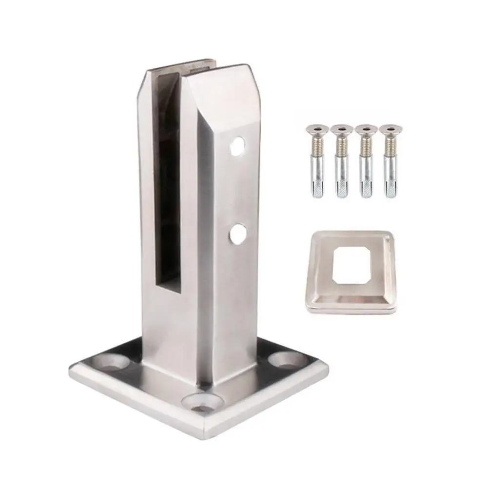 Glass Clamp With Cover And Screws Steel Balustrade Stair Railing Swimming Pool Fence Glass Retaining Clip glass shelf clamp holder,glass fasteners