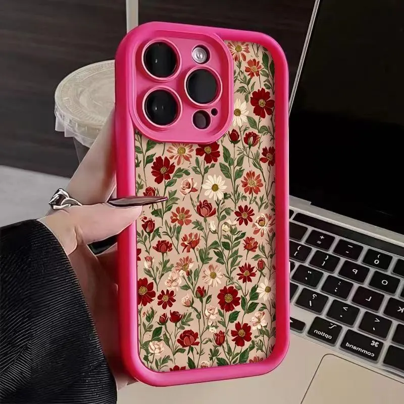 Vintage Wine Red Floral Pattern Phone Case - TPU Cover