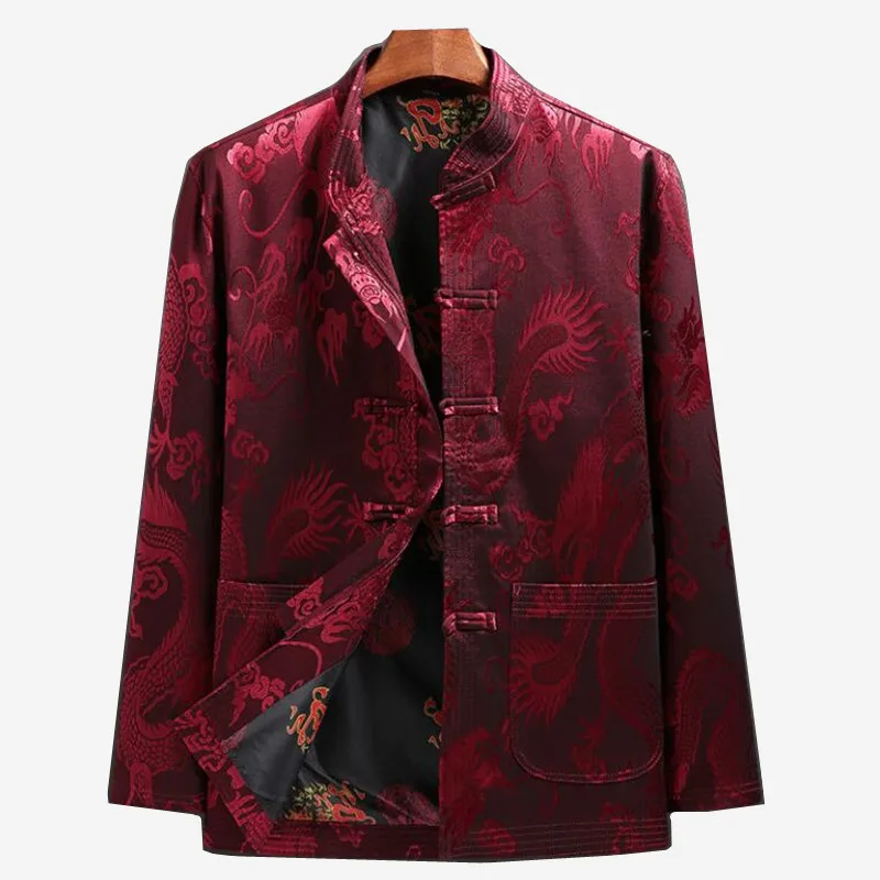 Spring Autumn Men Coat Chinese Style Tang Top Clothes Casual Long Sleeve Jacket Vintage Male China Classic New Year Clothing