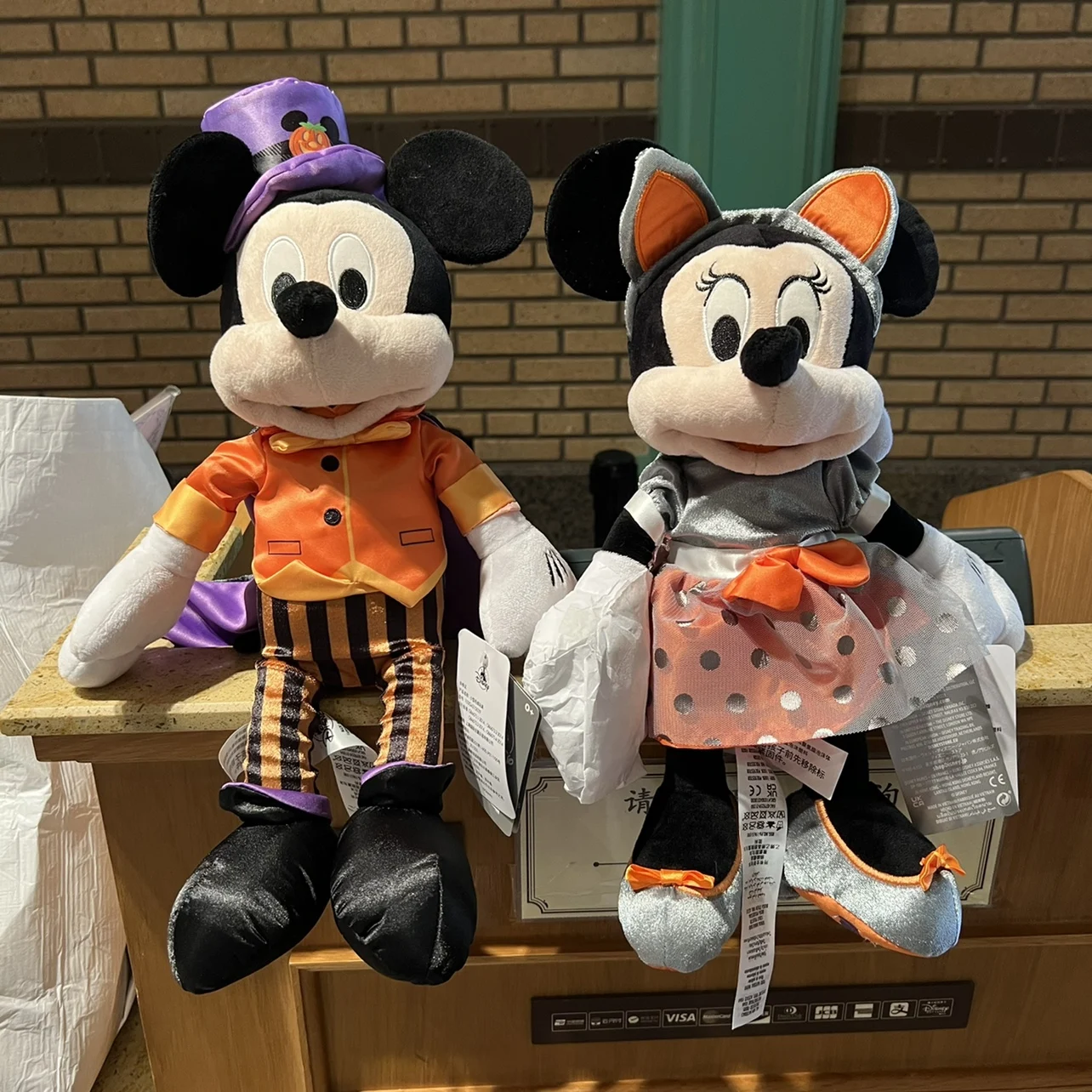 

original Shanghai Disney 2021 Halloween Mickey Minnie plush action figure plush toys dolls Children's birthday Presents