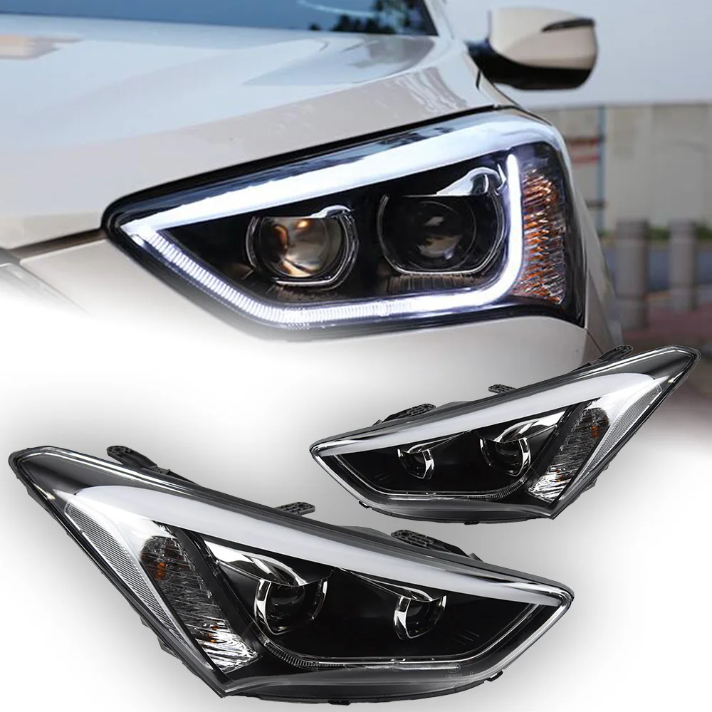 현대 IX45 LED 헤드라이트 2013-2016 자동차 시그널 헤드 램프 프로젝터 렌즈 DRL 산타페 헤드라이트 업그레이드 자동차 액세서리