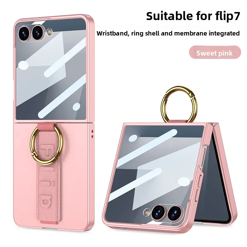 Ultra Thin Ring Holder Phone Case with Wrist Strap and Tempered Film Protection