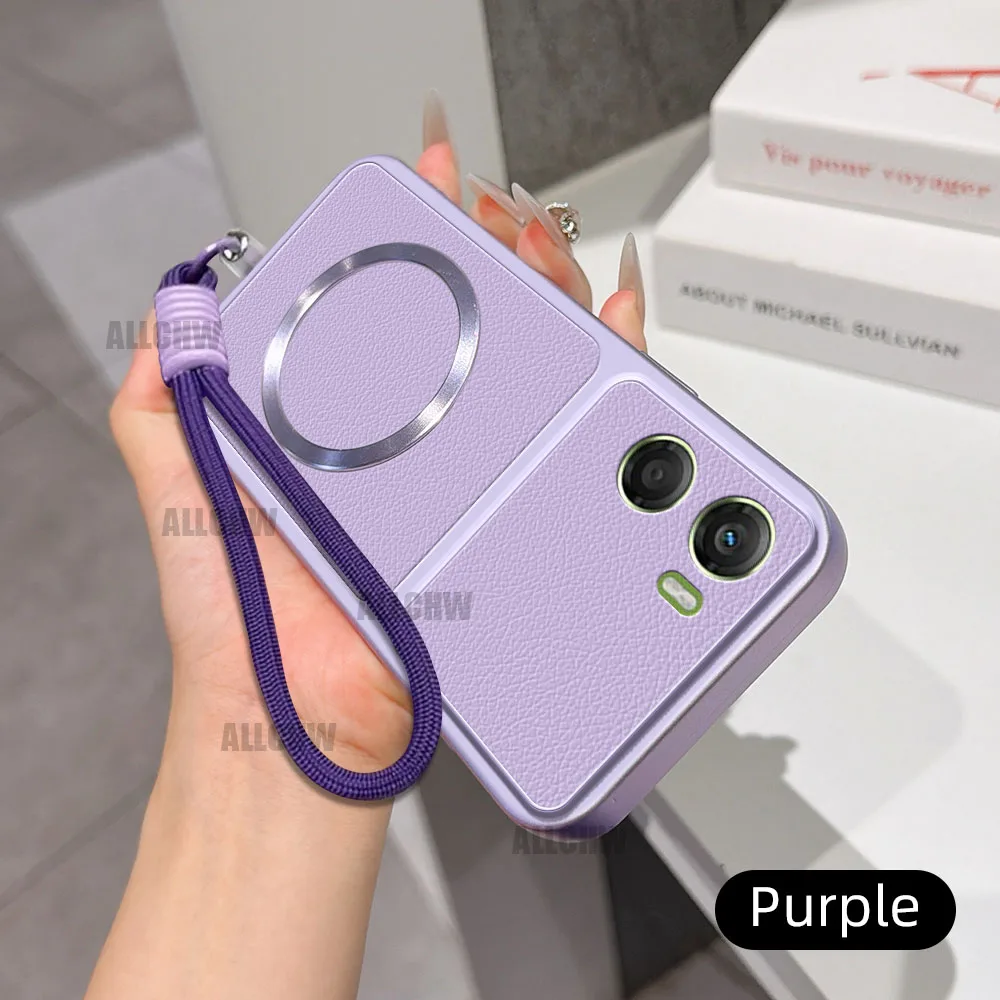 Luxurious Leather Matte Magnetic Hand Strap Phone Case