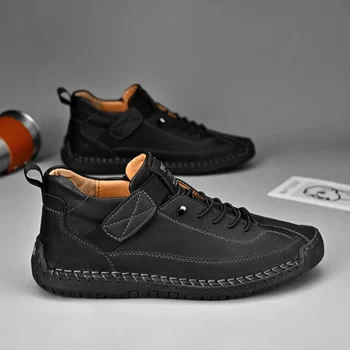 أحذية رجالية على الطراز البريطاني، أحذية مسطحة كاجوال متينة ومتعددة الاستخدامات، أحذية مشي عالية الجودة للرجال، أحذية بدون كعب للرجال 3