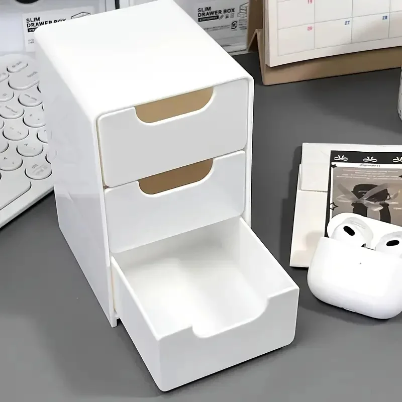 3-Tier Cosmetic Storage Organizer with Drawers – Multifunctional Plastic Makeup & Jewelry Countertop Storage Box