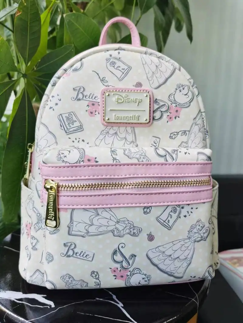 Disney's New Loungefly Co-branded Beauty And Beast Princess Bell Backpack Girl Boy Bag Convenient Ladies Leisure Bag.