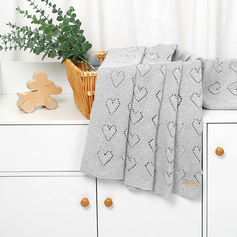 Baby Cotton Blankets Knitted Newborn Boys Girls Stroller Nursery Bedding Cradle Quilt 100*80cm Infant Swaddle Wrap Crib Cellular 6