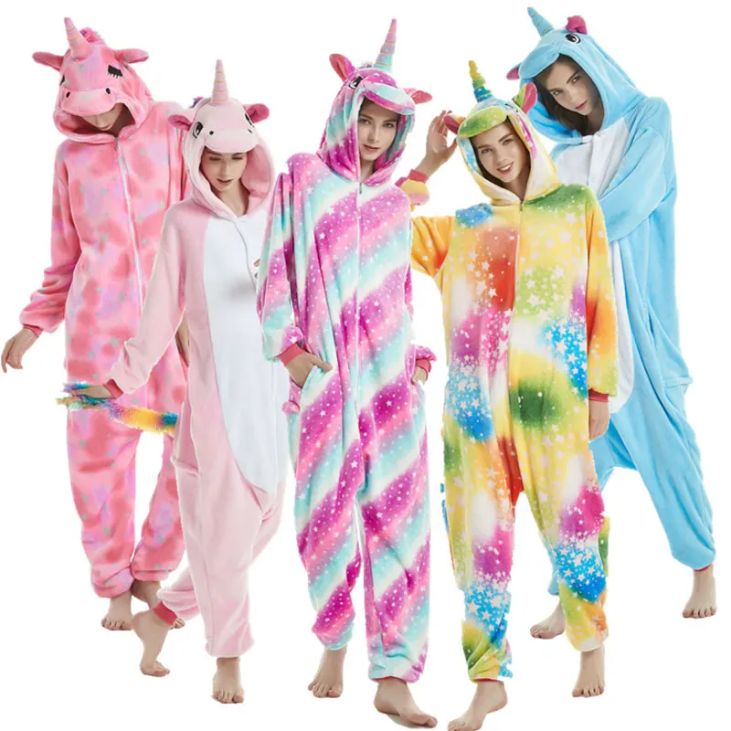 Animal Unicorn Pajamas Adults Winter Sleepwear Kigurumi Wolf Dog Panda Pyjamas Women Onesie Anime Costumes Flannel Jumpsuit kigurumi pajamas onesies cosplay pajamas onesies flannel pajamas onesies