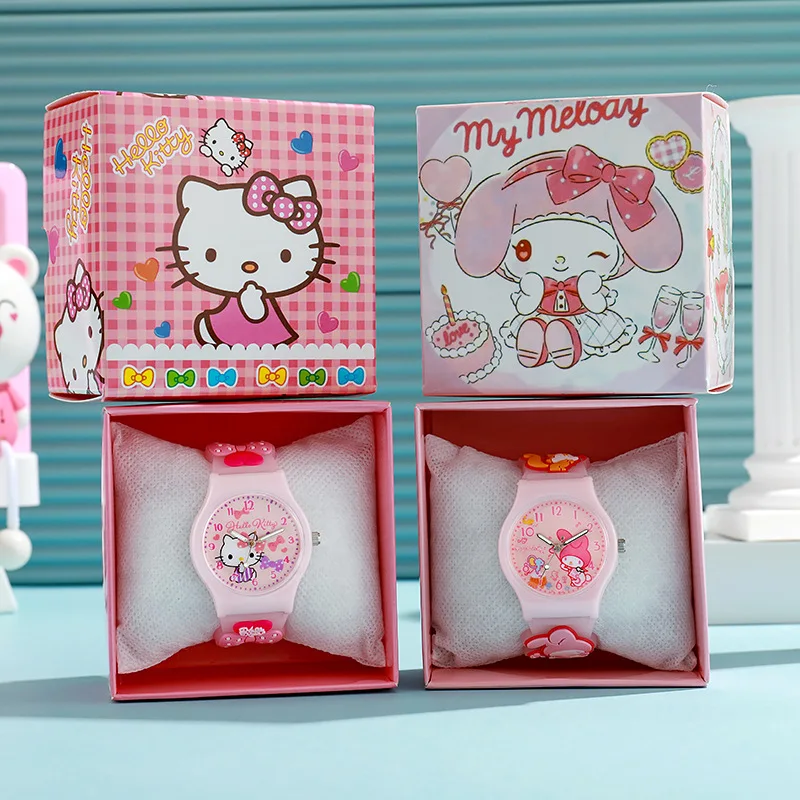 Фото Детские часы для девочек с 3d-рисунком аниме Sanrio kulomi big-eared dog Melody детские часы подарок с подарочной коробкой кварцевые часы №2
