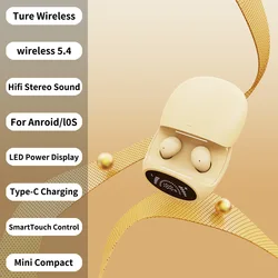 Wireless Bluetooth Earbuds for Sleep, Running, and Sports - Dual In - Ear Design with Long Battery Life (Beige)