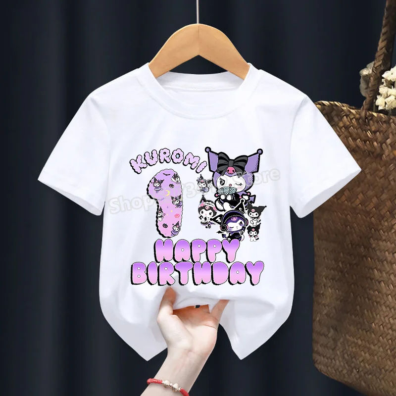 thumbnail image 1 of Camisetas Kuromi, ropa para niñas, camisetas kawaii con números del 1 al 10, ropa para fiestas de cumpleaños, ropa para niños, camisetas de verano de manga corta, regalo, 1 of 5
