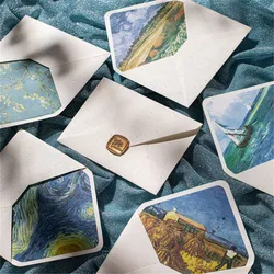 Van Gogh – enveloppes de peinture à l'huile en chanvre, papier d'écriture plante multifonction pour lettres, cartes postales, lettre de vœux, DIY bricolage 