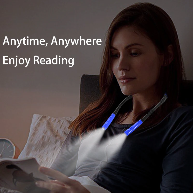 Fleet Flexible Book Neck Reading Light Long Lasting Rechargeable Portable Led Night Light Camping Repairing Flashlight