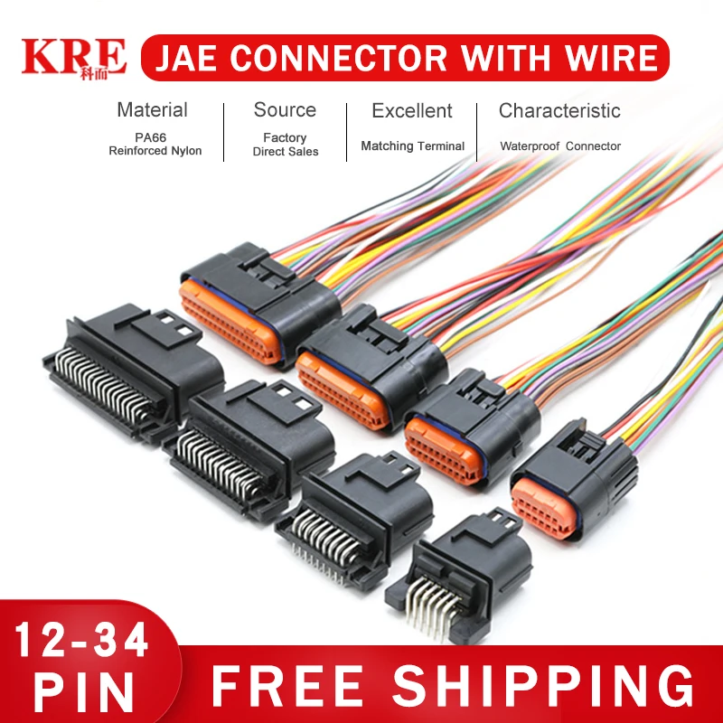 

KRE 1/5/20 Sets JAE Type Automotive Waterproof Connector MX23A12SF1 MX23A26NF1 PCB Board Wiring Harness Plug Pin End