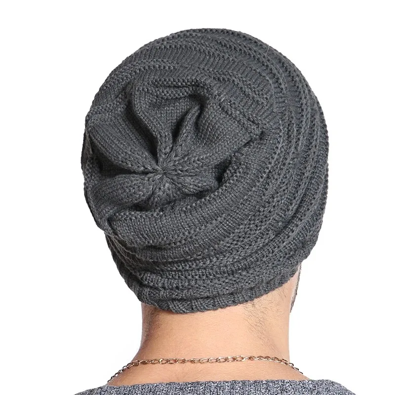 Unisex klassische Wintermütze, Buchstaben-Label, lange Größe, Strickmütze, lässige Mützen für Männer und Frauen, solide Mütze – Detail 5