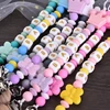 Round Wood Baby Dummy Holder Clip Crown Butterfly Silicone Beaded Teether Custom English Letter Name Pacifier Chain Nursing Toy 4