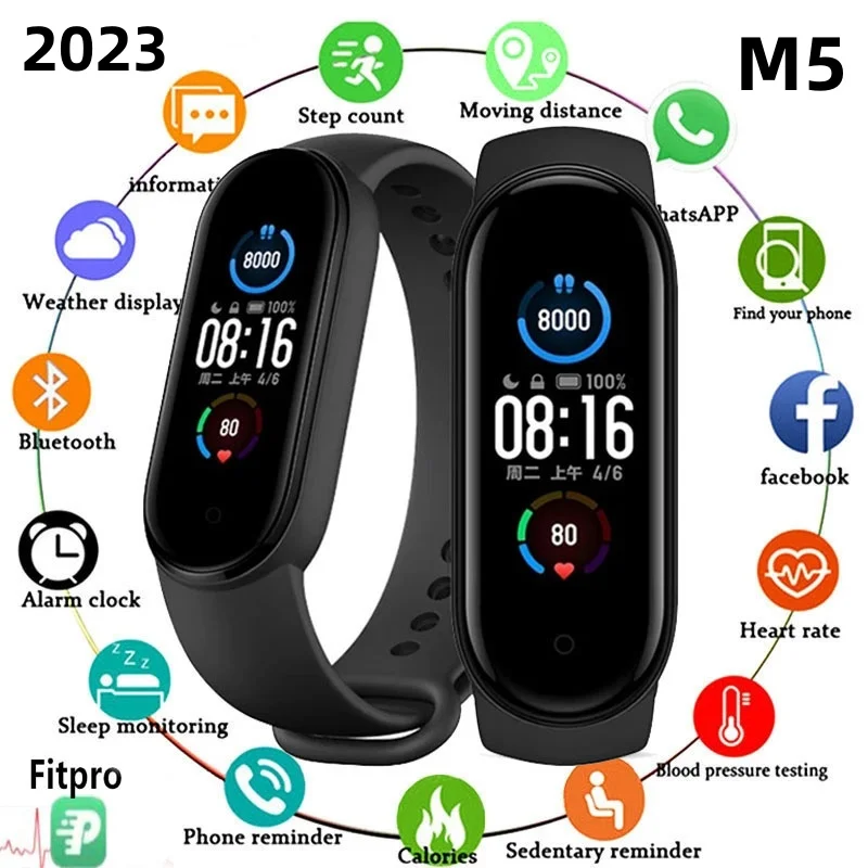 

2023 M5 Smart Bracelet Band Sport Smart Watch Men Woman Blood Pressure Heart Rate Monitor Fitness Bracelet For Xiaomi Huawei NEW