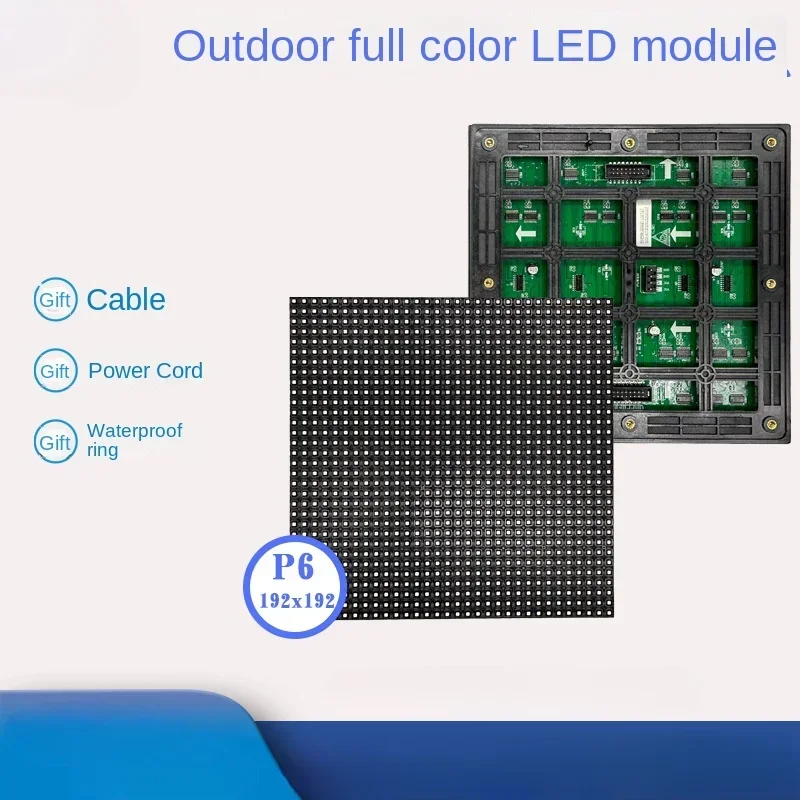 Outdoor Led Display 192 * 192mm Surface Mount Led Display P6 Waterproof 8 Sweep Module Manufacturer's Supply