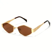 2 paires de lunettes d'été à la mode pour femmes, monture rétro dorée, combinaison de lunettes tendance, monture ronde polygonale 5