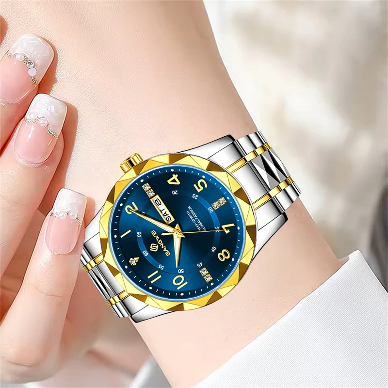 BANGWEI New Original Diamond Quartz Watch for Women Fashion Elegant Ladies Watches Stainless Steel Waterproof Women's Wristwatch