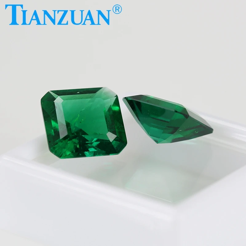Emerald cut Square Shape Lab-grown Muzo emerald stone Hydrothermal Green Emerald  For Jewelry Making