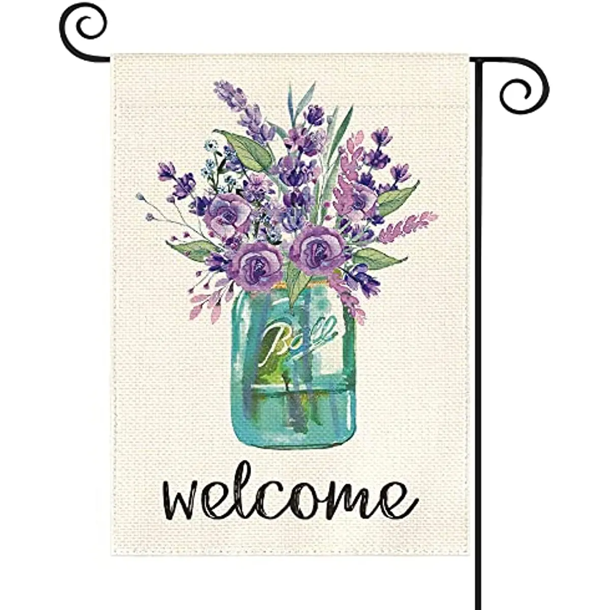

New Welcome Watercolor Flower Lavender Vase Garden Flag Double Sided, Spring Summer Holiday Yard Outdoor Flag