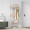 Metal Gold Coat Rack Entryway Corner Stand Hat Coat Hanger with Marble Base Heavy Duty 3