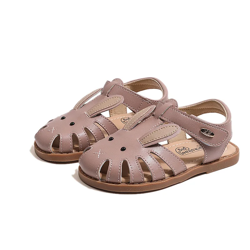 Cartoon Rabbit Girls Sandals Genuine Leather Baby Boys Beach Sandals Summer Soft Cowhide Children's Casual Shoes Little Kids