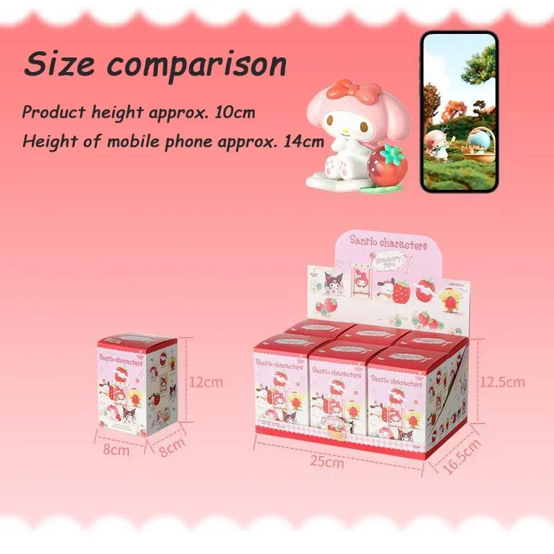 MINISO 산리오 딸기 매너 블라인드 박스, 시나모롤 멜로디 쿠로미 포차코 폼푸린 블라인드 박스, 탁상 장식, 핫 세일