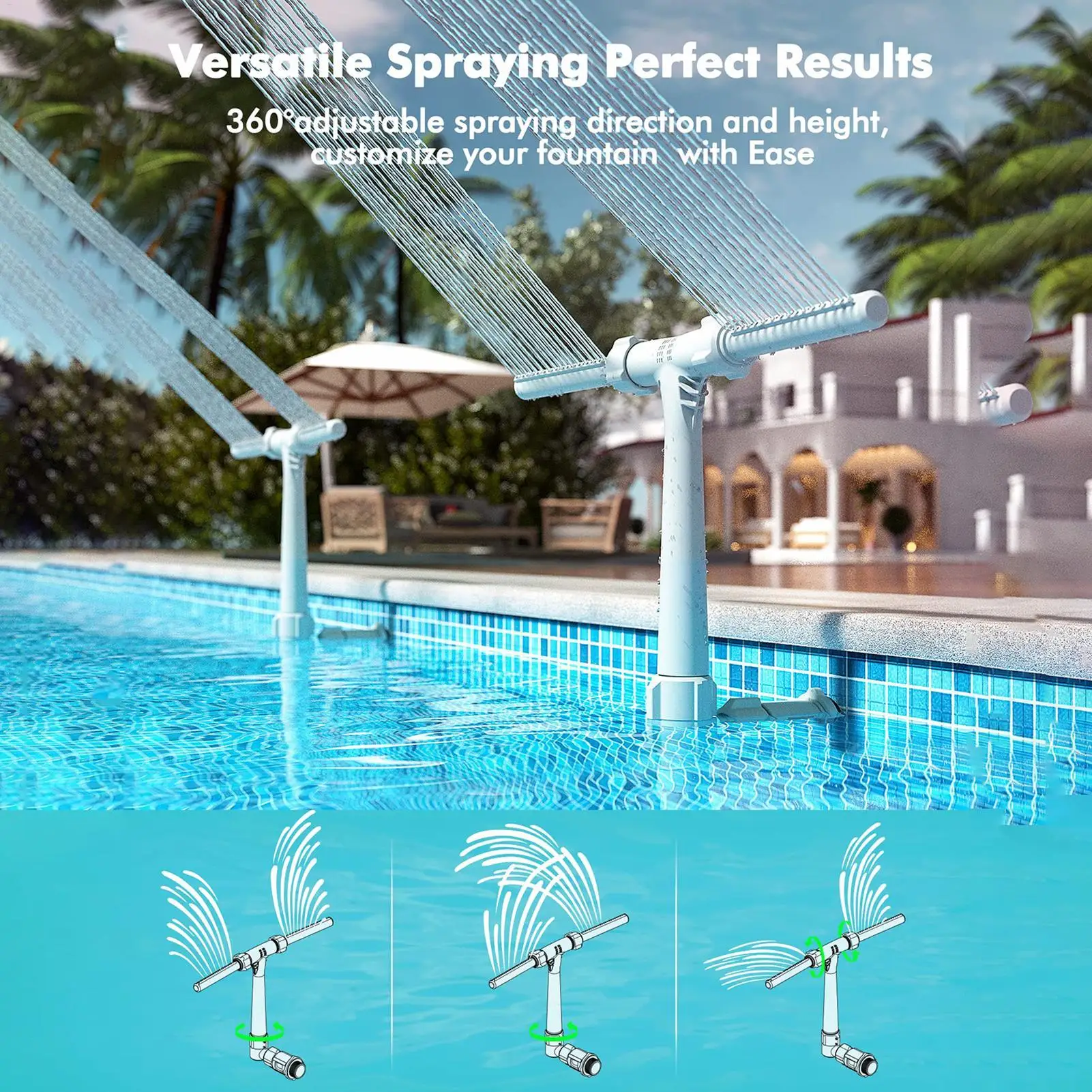 Double-head Pool Spray Fountain Waterfall Swimming Pool Fountain High-Pressure Swimming pool sprinkler Fountain accessories