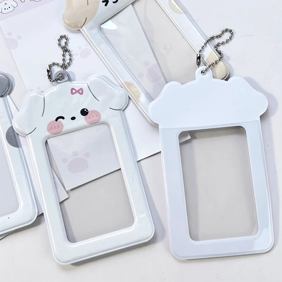 Kpop Photocard Holder with Keychain Y2K Kawaii dog Photo Card Sleeves ID Badge Holder Card Protector 5