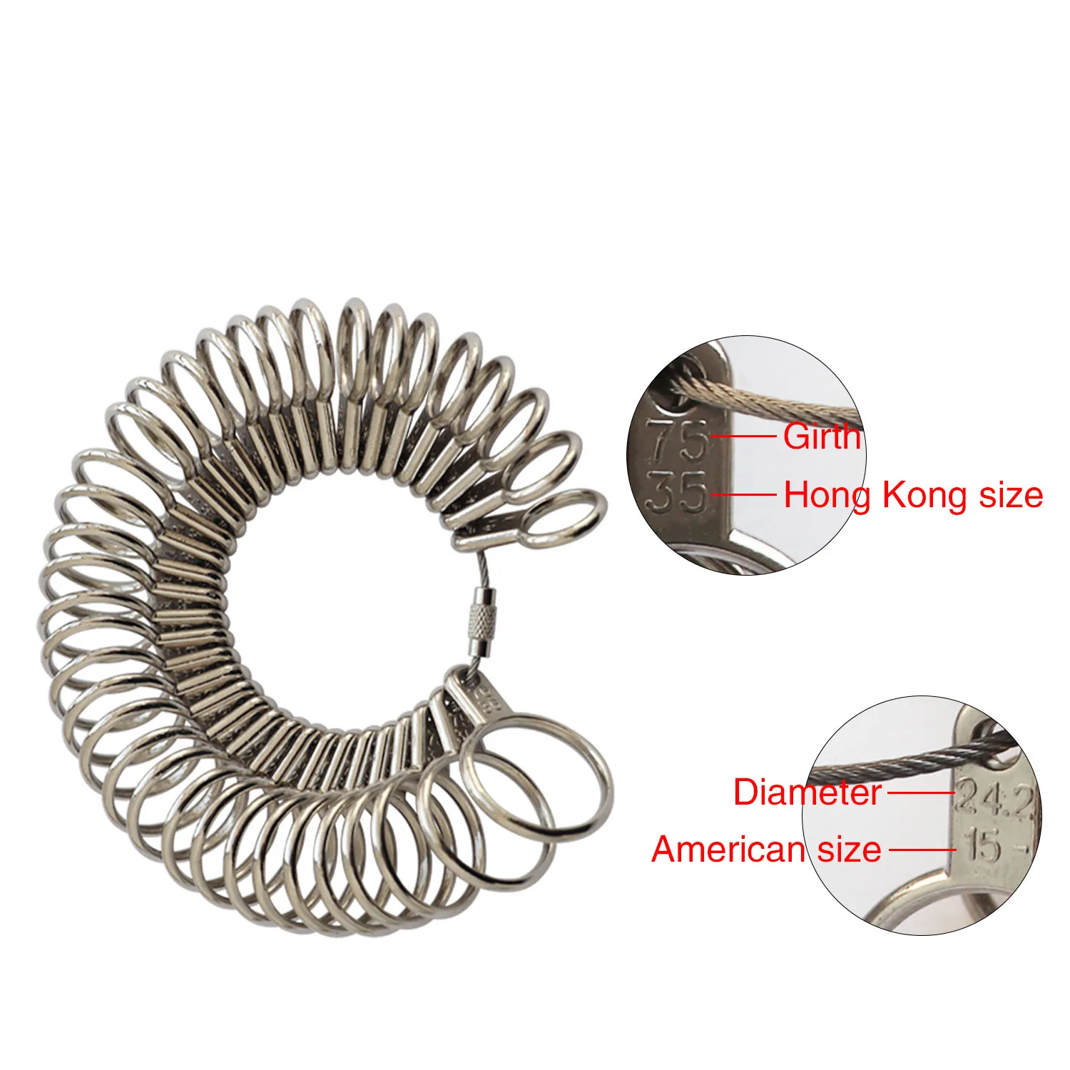 

Metal Ring Sizer Measuring Tool Steel Finger Rings Size Measurement Ring Gauge Measure for Wedding Jewelry Sizing Tool Four-way：