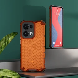 Shockproof Armor Case with Silicone and Transparent Honeycomb Design for Reno13 Pro 5G (Orange)