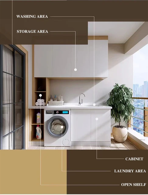 ห้องซักรีด ตู้ออแกไนเซอร์ ตู้อ่างล้างจานพร้อมเครื่องซักผ้า ตู้ซักรีดสมัยใหม่ 2