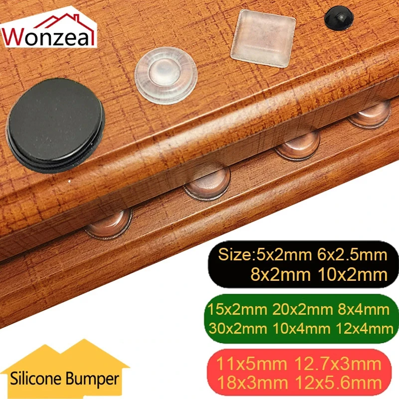Door Stopper Cabinet Rubber Silicone Pads Transparent Black Furniture Fittings Self-Adhesive Drops Dampers For Kitchen Hardware silicone bumpers